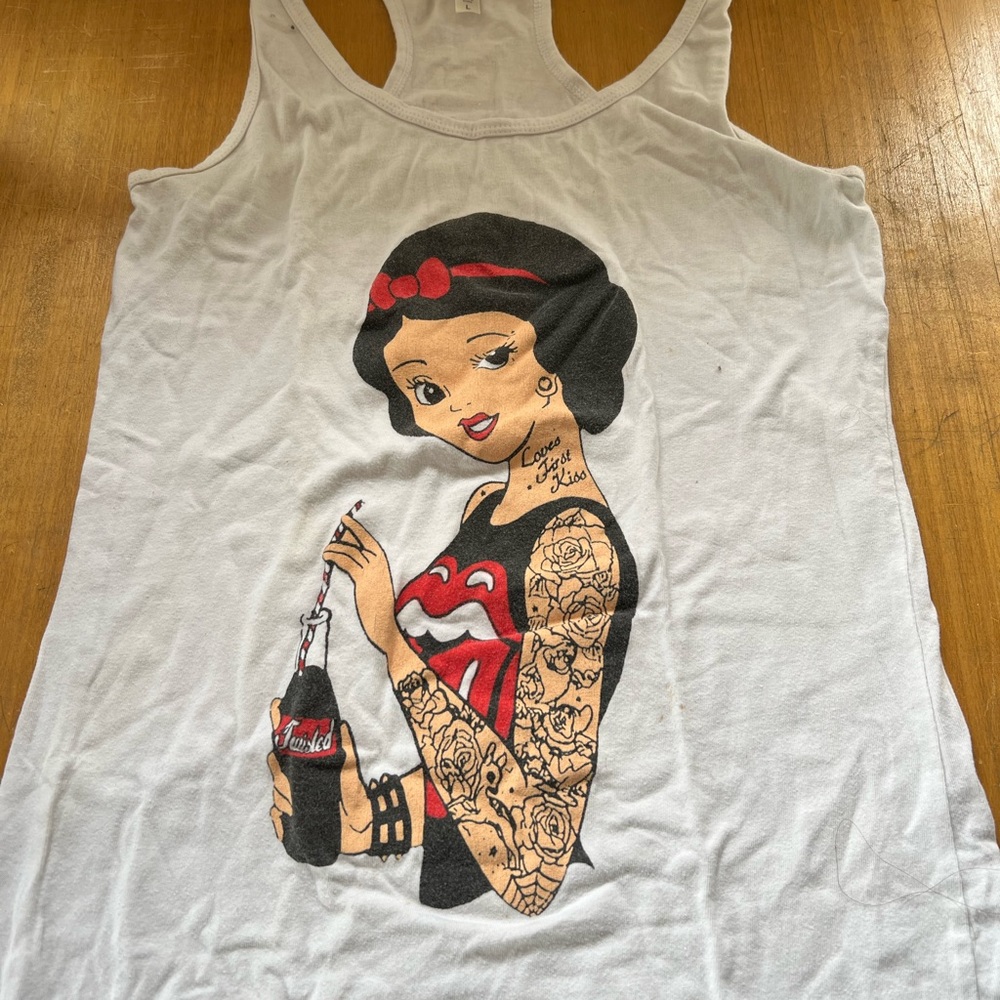 Reserved Disney Snow White Tattoo Art Rolling Stones Tank Top